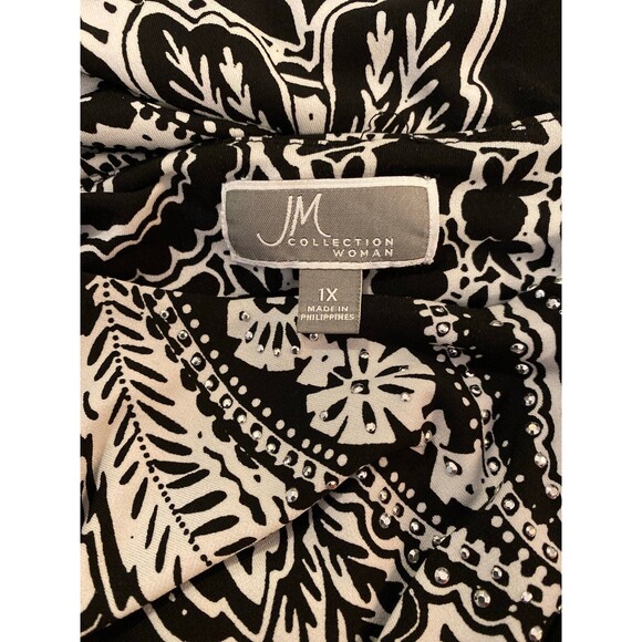 JM Collections Dress Stylish Black & White Holiday Party Dressy Size 1X Stretchy - Picture 9 of 12